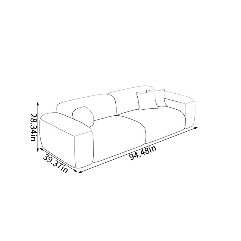 Modern simple cream style sofa, 28.34" H x 94.48" W x 39.37" D