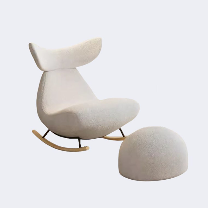 Chaise berçante de luxe à bascule Nordic Leisure, Blanc cassé