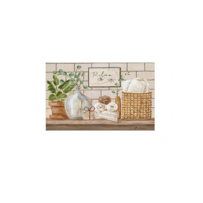 Tablette de salle de bain Relax, art mural en bois avec cadre intégré, 24 po x 36 po