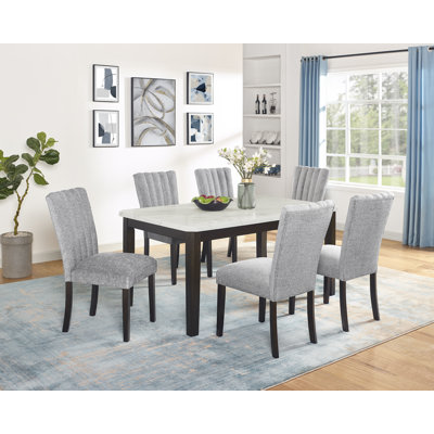 6 - Person Faux Marble Top Four Leg Dining Set