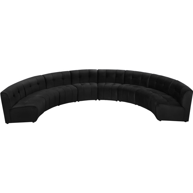 Jedson Velvet Sectional Symmetrical, Black Velvet