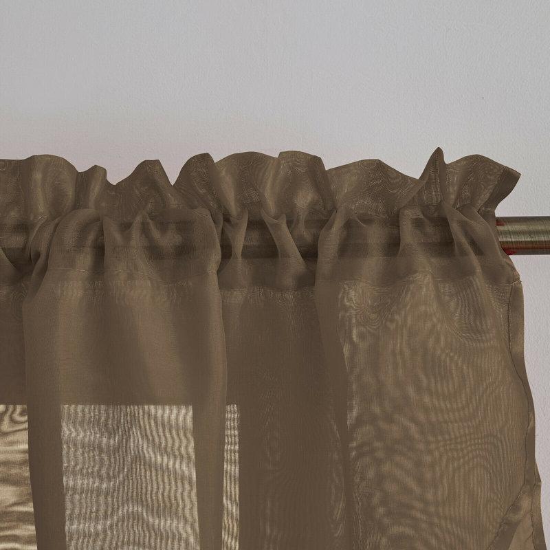 Infinity Solid Tiered Valance Curtain, 55" x 24", Brown