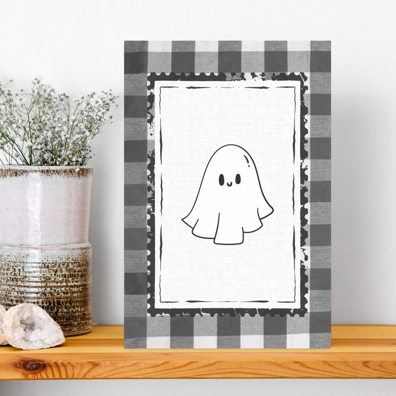 Friendly Ghost Halloween Abstract Contemporary Wall Art Print 1 Piece Wrapped Canvas Wall Art, 45.72cm H x 30.48cm W