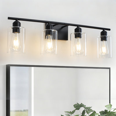 Éclairage de salle de bain 4 lumières à intensité variable avec abat-jour transparent