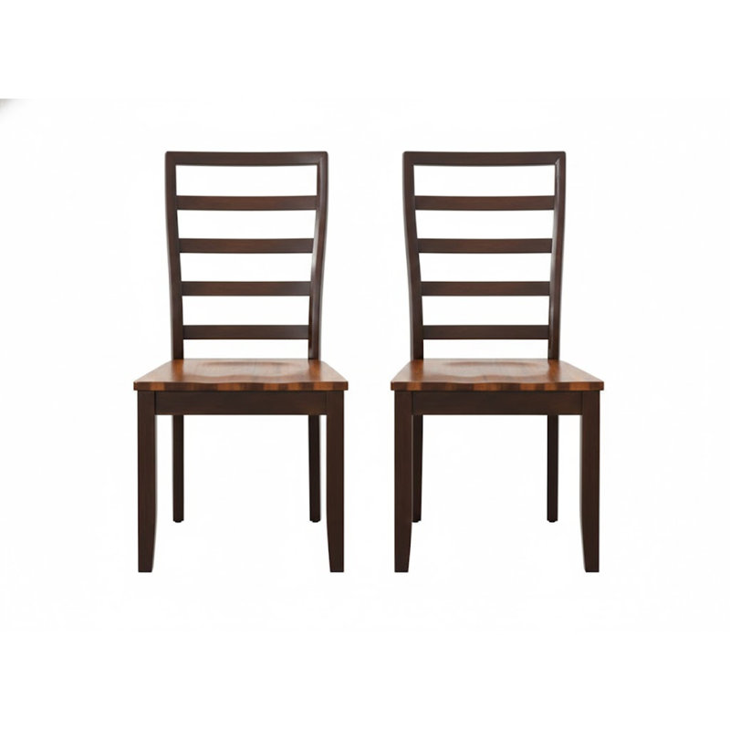 Ensemble de 2 chaises d'appoint profilées en bois d'acacia et espresso Eon avec dossier échelle