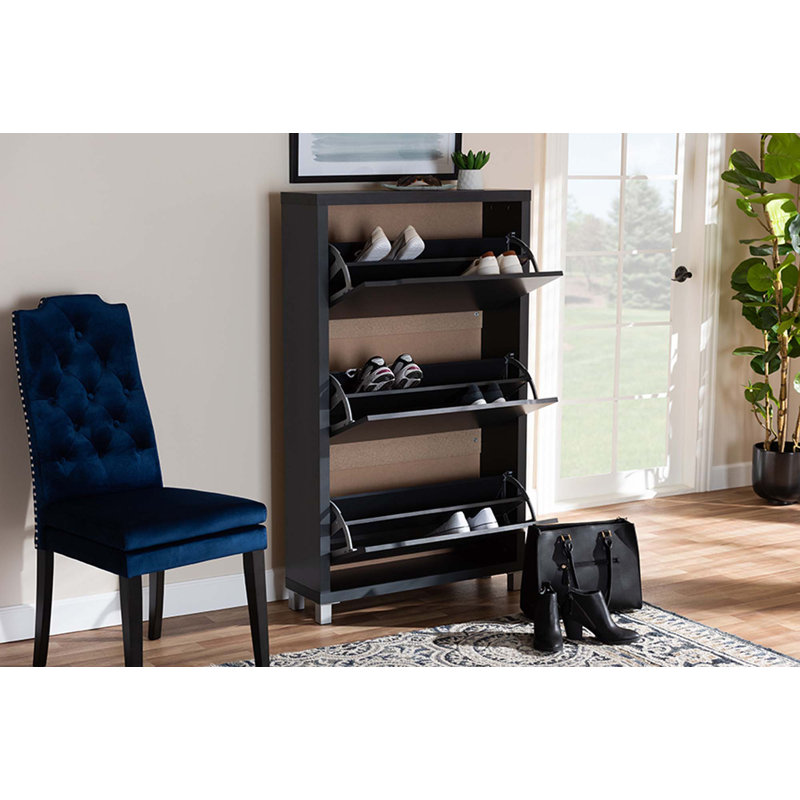 Simms 18 Pair Shoe Storage Cabinet, Gray