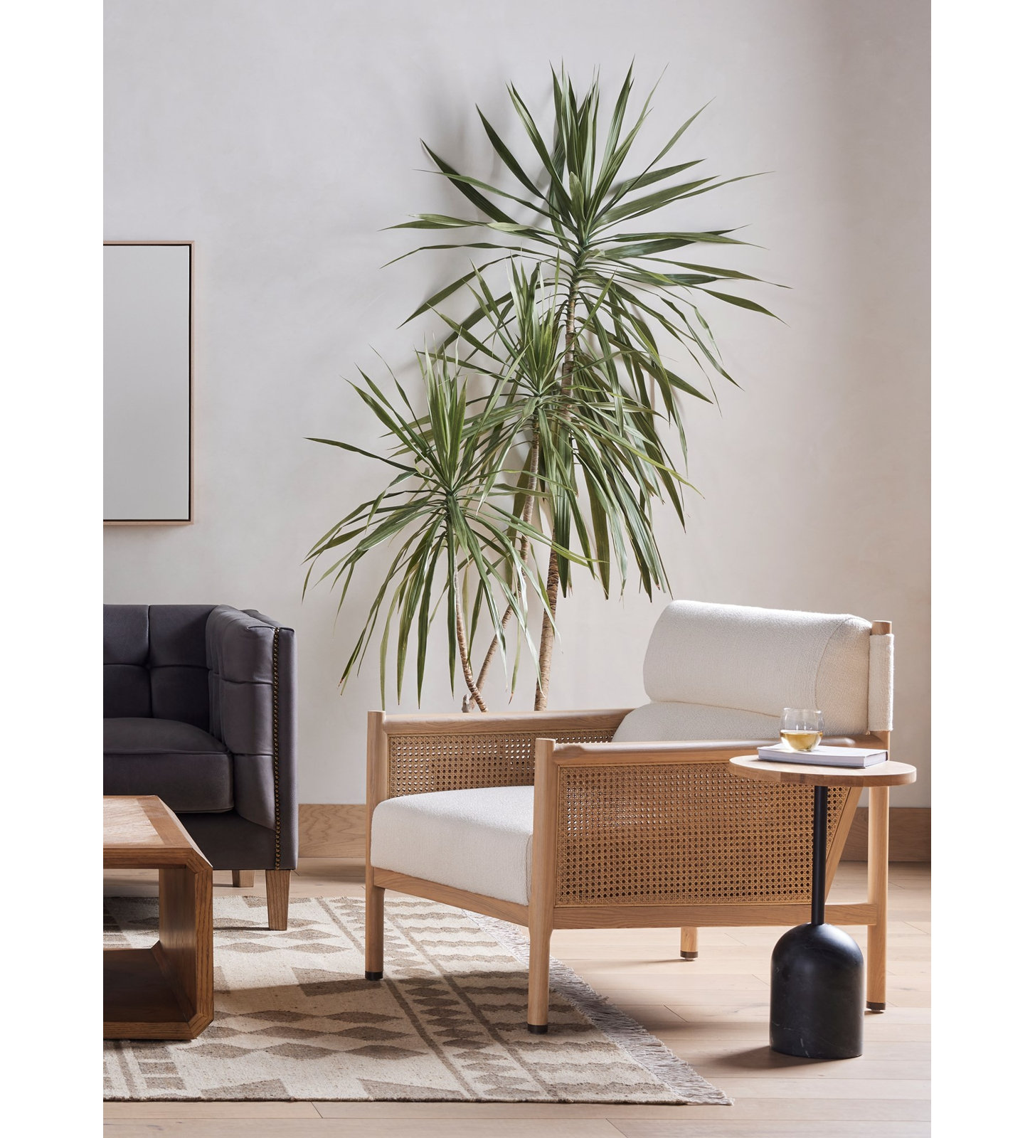 Paralimni Armchair, White Polyester Blend