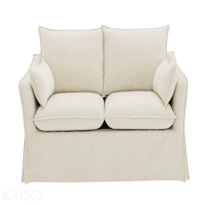 Causeuse en lin beige avec 2 coussins