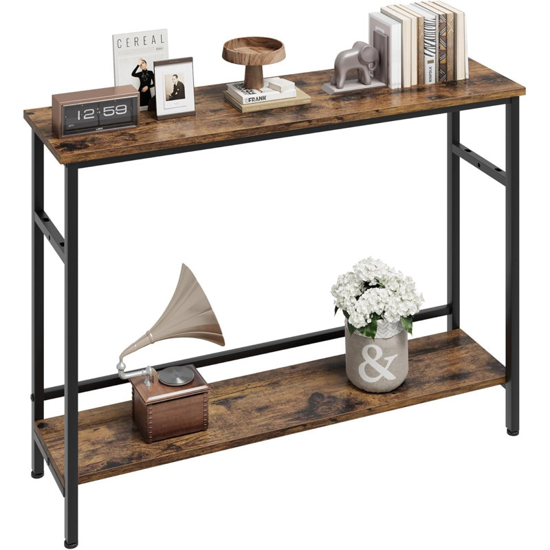 Entryway Table, Console Tables With Storage, 39.3”Rustic Sofa Table With Adjustable Shelf, Console Table For Entryway, Living Room, Hallway, Bedroom(Rustic Brown)