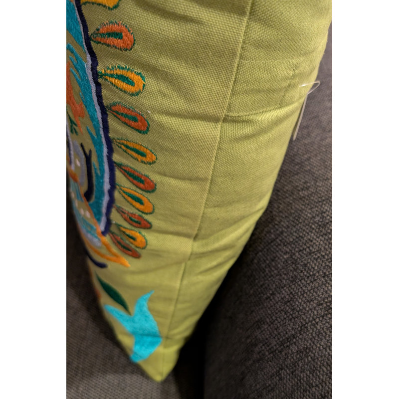 Coussin décoratif en coton, Bleu / Vert / Jaune