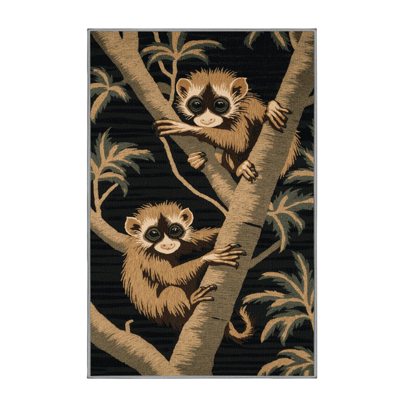 Washable Tarsier Wildlife Area Rug, Runner 2' x 5'
