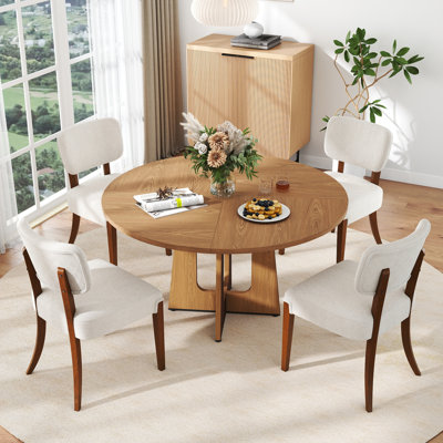 Ensemble de table de salle à manger ronde 47 po et de chaises sans accoudoirs 4/6 pour la cuisine ou la salle à manger Farmhouse