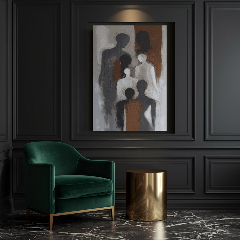 Abstrait art figuratif gris sur toile 90, H 14 po x l 11 po