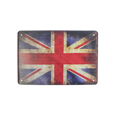Tin UK Union Jack British Flag 8x12 Wall Sign Rustic Britain Man Cave Home Decor