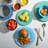 Gibson Home Brela 12 Piece Round Melamine Dinnerware Set in Assorted Blue