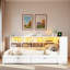 Lit de jour moderne avec 2 tiroirs de rangement, armoires de rangement, lumière DEL et ports USB-2122333206