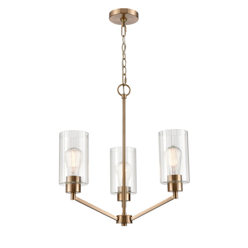 Lustre traditionnel ombragé, H 21,5 po x l 26 po x P 26 po, Or moderne