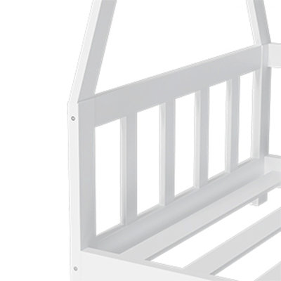 Space-Saving Bed, Floor Bed Frame, Wooden Floor Bed with Guardrail