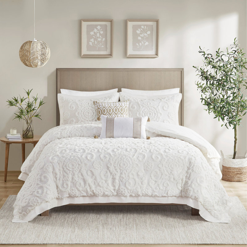 Ensemble d'édredon surdimensionné surdimensionné avec broderie en chenille capitonnée pour une literie élégante et confortable