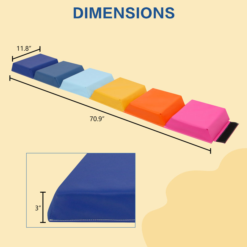 Tapis d'exercice hexagonal pliant 70,9 po x 11,8 po Kids Gymnastic Kids 6 panneaux pour la maison
