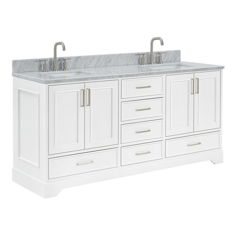Ensemble de meuble-lavabo double 73 po Abita, Blanc