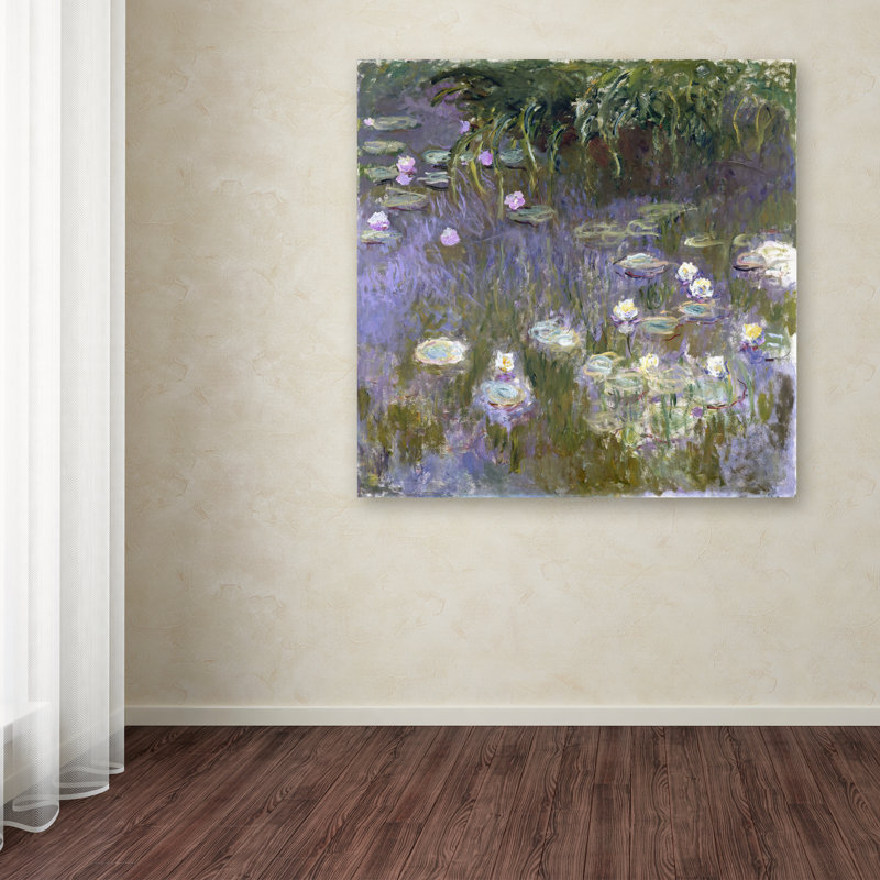 « water lilies », reproduction sur toile, H 35 po x l 35 po x P 2 po, Sans mat, Toile tendue