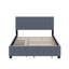 Grand size velvet upholstered platform bed with drawers and trundle-1380164689