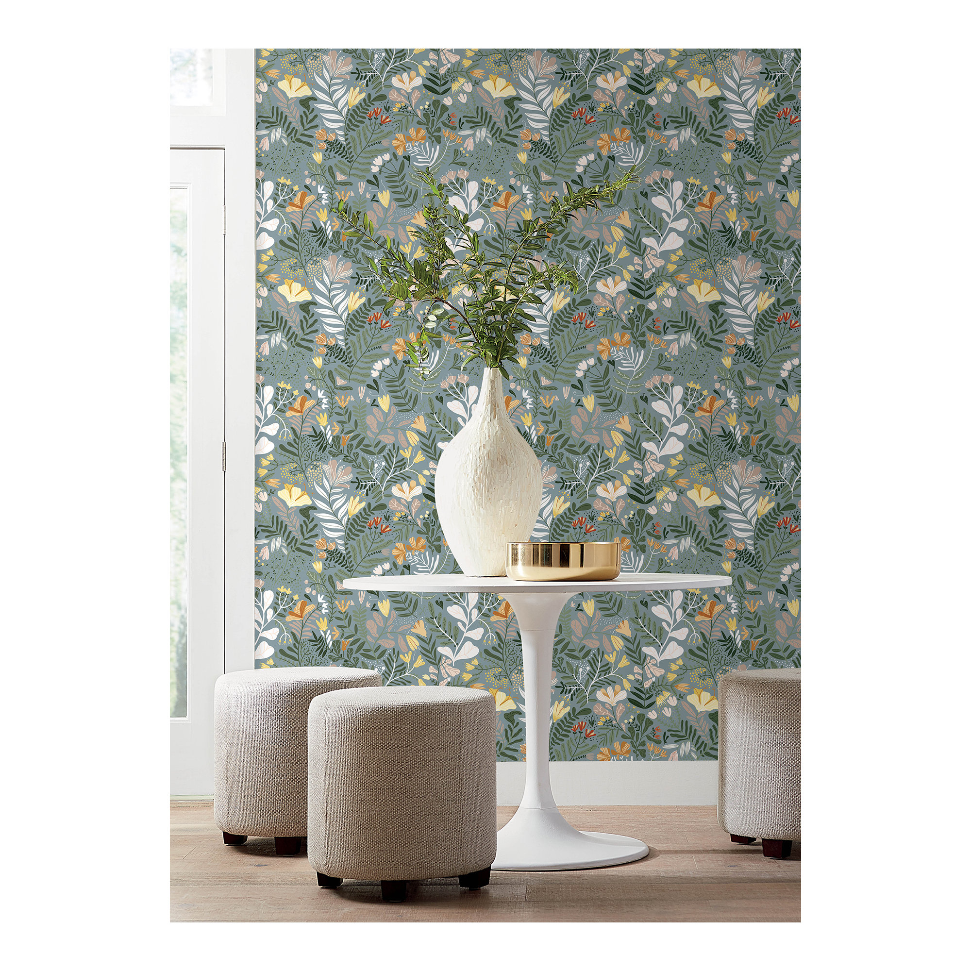 Kathryn Wallpaper, Green/Yellow/Cream
