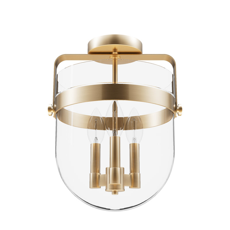  Glass Semi Flush Mount, Brushed Nickel