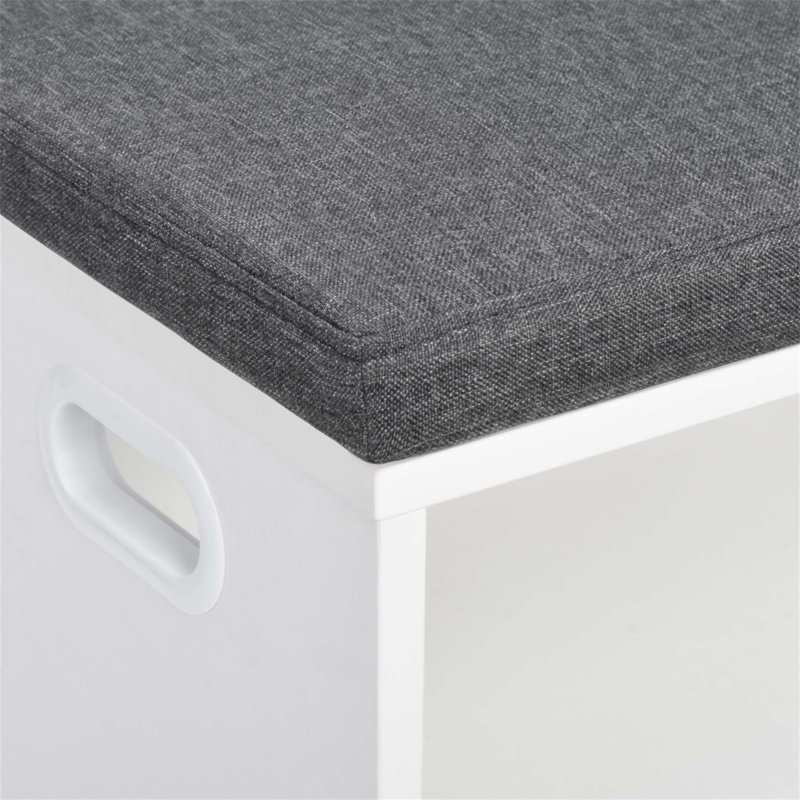 Banc à chaussures compact avec coussin et rangement réglable pour le vestibule, idéal pour le confort et l'organisation