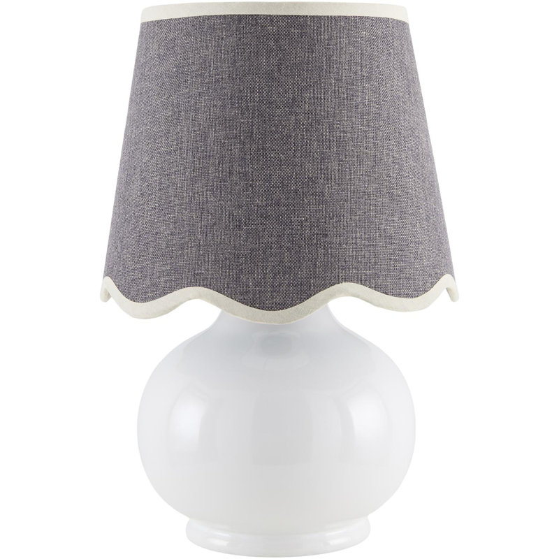 Momsen Coloured Scallop Shade Lamp, Gray, High Gloss White