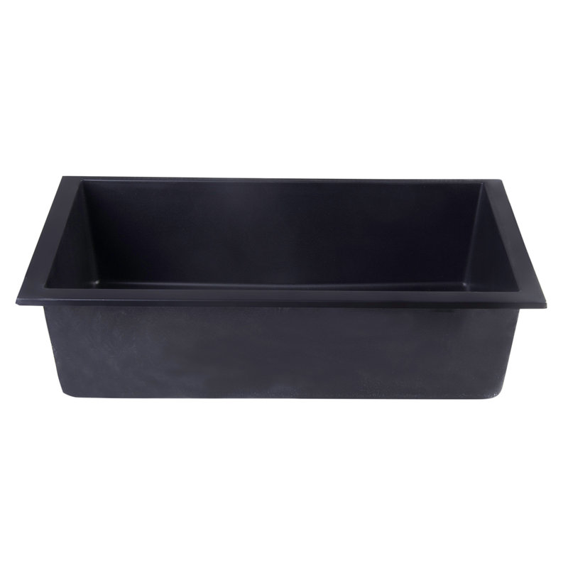 30'' L Single Bowl Granite Kitchen Sink, Black