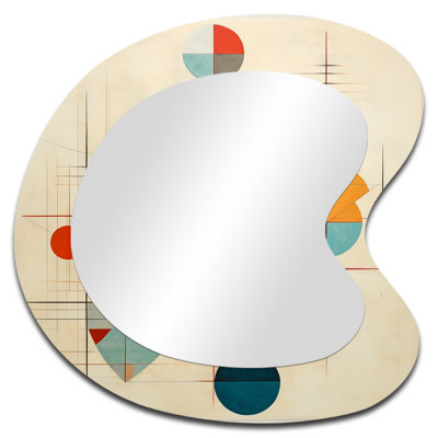 Distant Galaxies Midcentury Elegant Retro - Midcentury Modern Asymmetrical Large Wall Mirror, Modern Irregular Shape Unique Mirror, Printed Metal Art