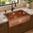 Ambiente 33x22" Farmhouse Apron Front Copper Kitchen Sink – Single Bowl, Drop-In, Hammered Bronze Finish