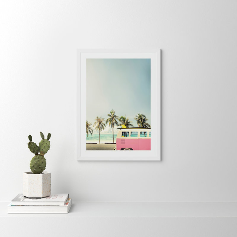 Surf Bus Pink by Design Fabrikken, 27.5" H x 21" W x 0.75" D, Matte White