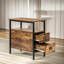 Rustic Industrial 2 Drawer Side Table, End Sofa Bedside Tables, Living Room Furniture