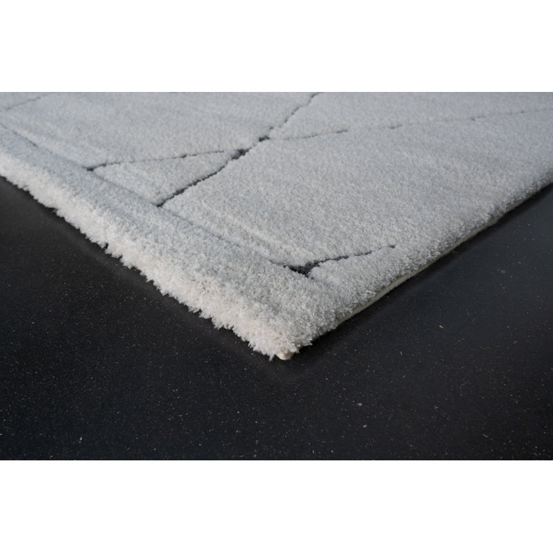 Tapis en polyester recyclé ivoire et gris anthracite Nube Messina, Rectangle 7 pi 10 po x 10 pi