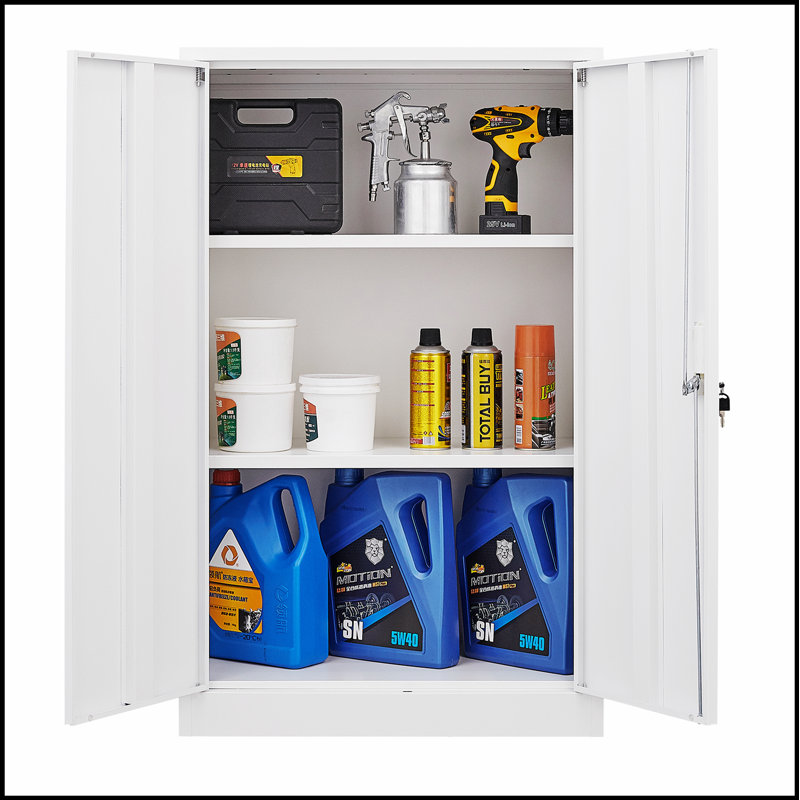 Armoire de rangement en métal durable avec portes verrouillables, tablette réglable et conception pliante pour la maison, le bureau, l'école et le garage