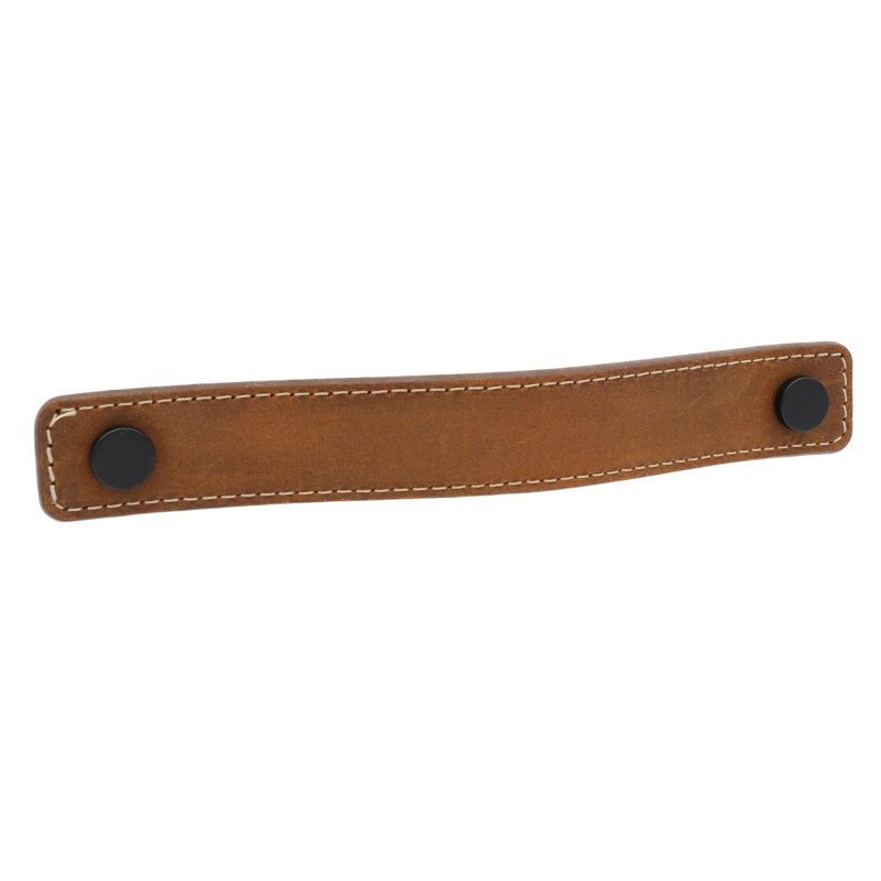 Poignée en cuir noir mat 6 po Sadelle, Brun / noir, 6"