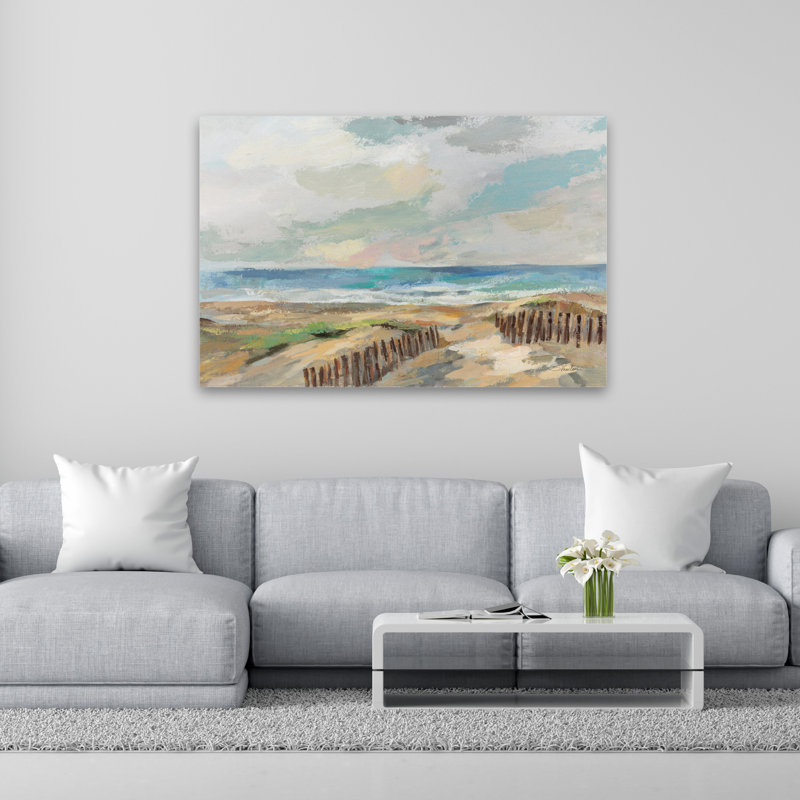 Dunes - plage, bleu, brun, art côtier, H 40 po x l 60 po