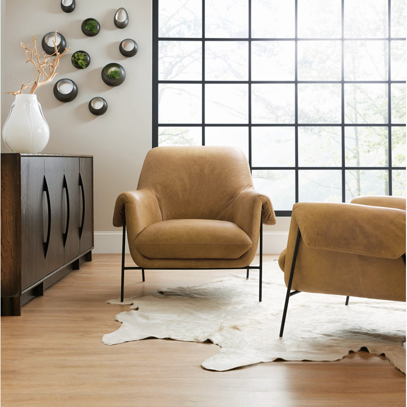 CC 88.9Cm Wide Top Grain Leather Club Chair, Charcoal Top Grain Leather