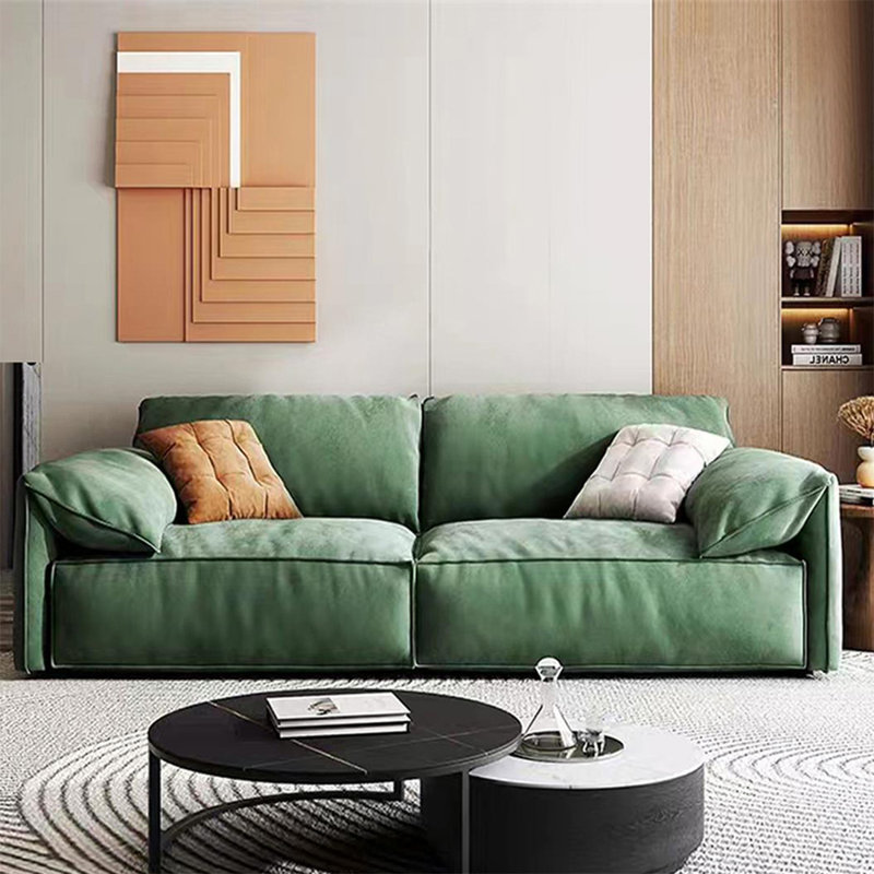 Causeuse-coussin modulaire verte 100% polyester, H 31,5 po x l 85,8 po x P 41,3 po