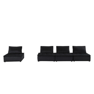 Canapé modulaire en velours noir 4 pièces Anna