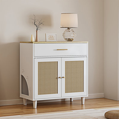 Cat Litter Box Enclosure With Scratch Pad