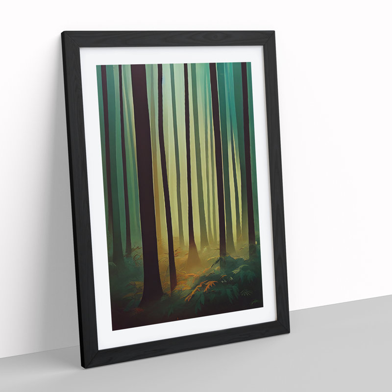 XV1022-4734X Tranquil Forest - Print, Black Framed, 66cm H x 48cm W, White