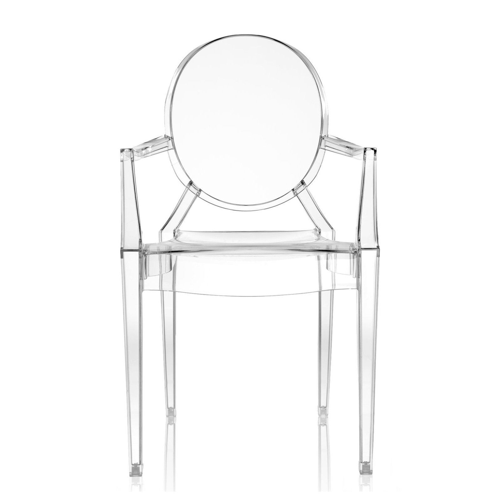 Louis Ghost Premium All-Weather Wicker Outdoor Stacking Dining Armchair, Crystal