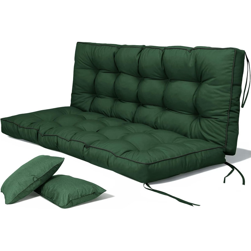 Porch Swing Cushions, Waterproof & Fade Resistant Outdoor Swing Cushion 55 Inch, Swing Cushions 3 Seater Replacement For Outdoor Furniture, Patio, Garden (Green, 55 X 40 Inch)