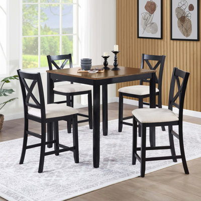 Chaises de salle à manger seulement, ensemble de 4 chaises de salle à manger à hauteur de comptoir en bois, chaise de cuisine avec siège rembourré, chaise de salle à manger rembourrée pour salle à manger, salon, cuisine