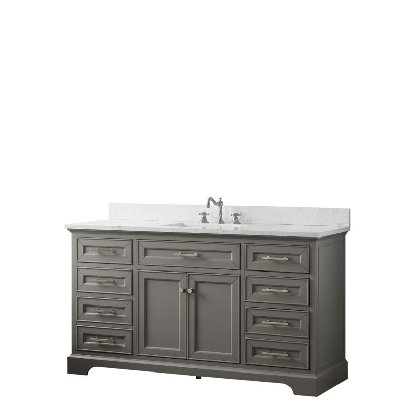 Thompson 60" W Single Bathroom Vanity, Gray/Brushed Nickel