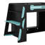 Lit mezzanine double en bois avec bureau, tablettes multiples et lumière RVB-667258259